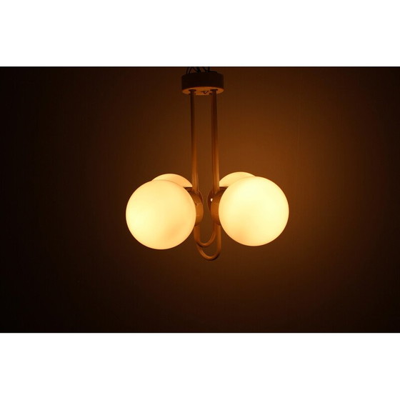 Image 1 of Vintage kroonluchter van metaal en glas door Instala Decin, Tsjecho-Slowakije 1970