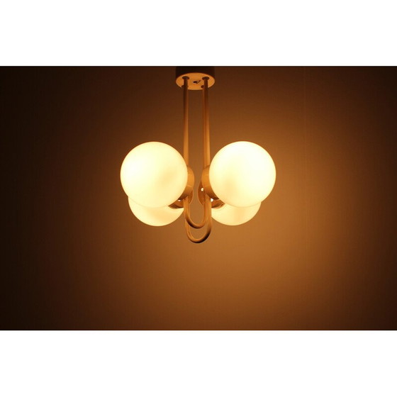 Image 1 of Vintage kroonluchter van metaal en glas door Instala Decin, Tsjecho-Slowakije 1970