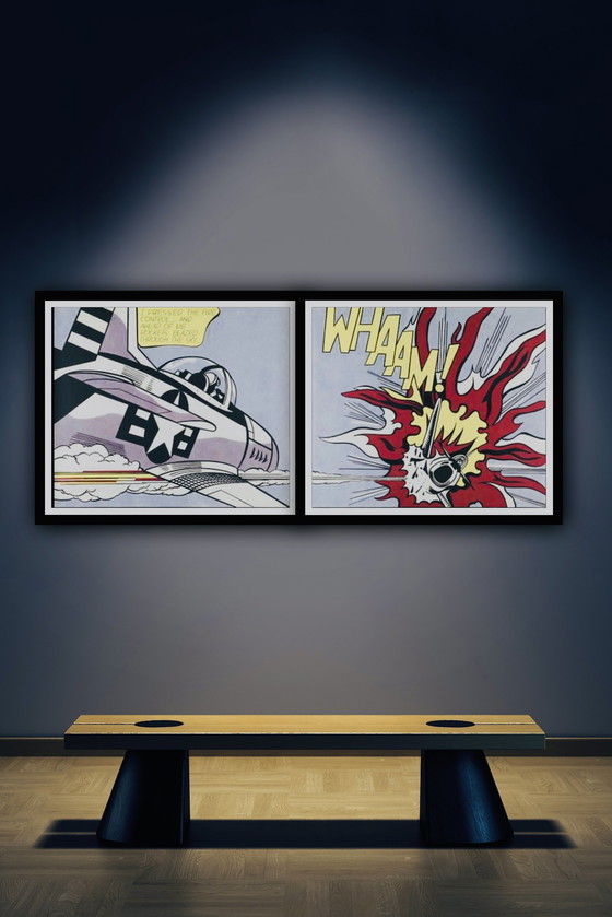 Image 1 of Roy Lichtenstein: Twee-Luik "Whaam, I Pressed The Fire Control, 1963”.