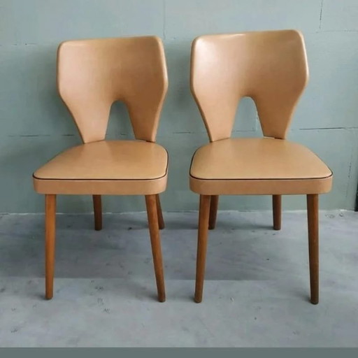 2x Vintage eetkamer stoelen