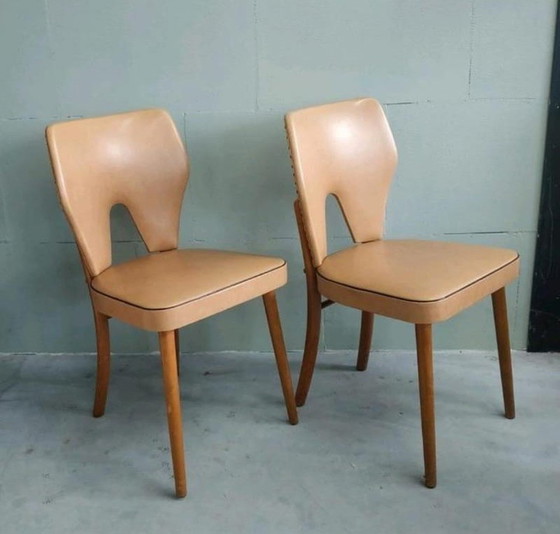 Image 1 of 2x Vintage eetkamer stoelen