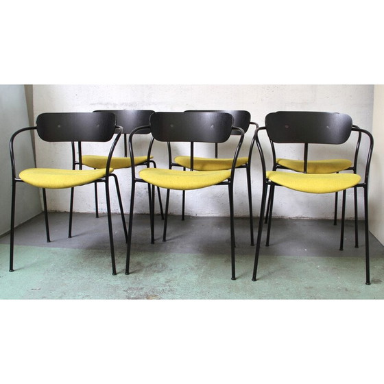 Image 1 of Vintage Pavilion AV4-stoel in zwart gebeitst metaal en hout van Anderss en Voll voor & Tradition