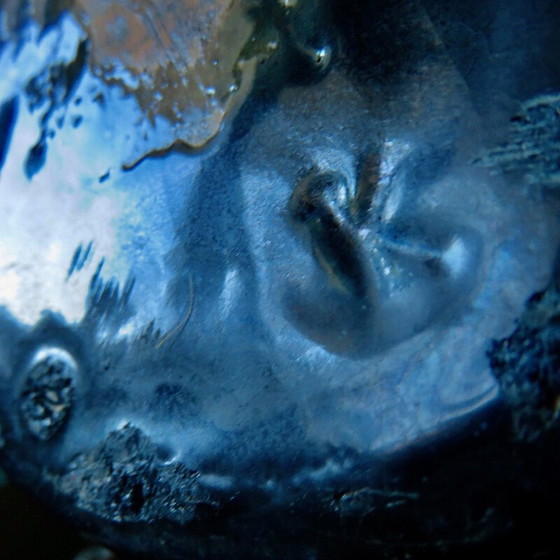 Image 1 of Vintage Art Nouveau steengoed tafellamp met 3 handvatten, Frankrijk 1920