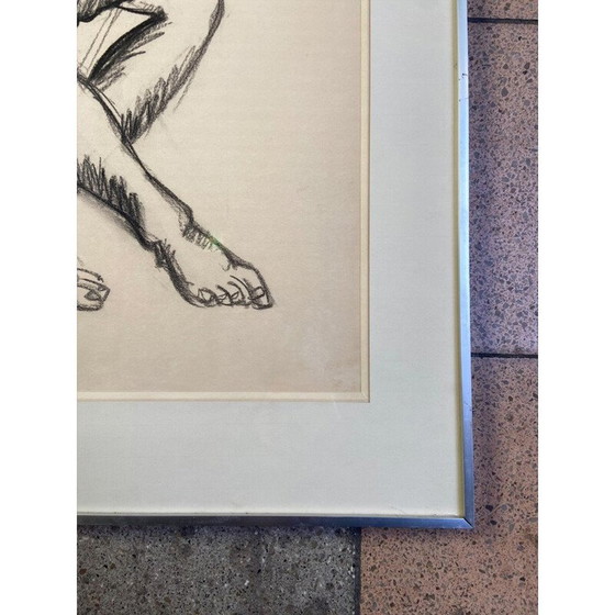 Image 1 of Vintage houtskool op papier "Naakt met stoel" door Jean Helion