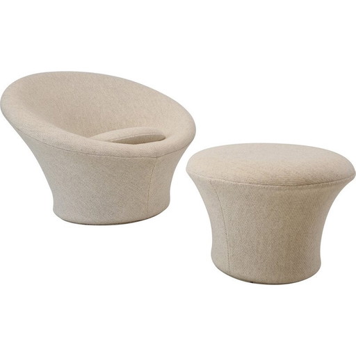 Vintage fauteuil met stoffen voetenbank van Pierre Paulin voor Artifort, 1960
