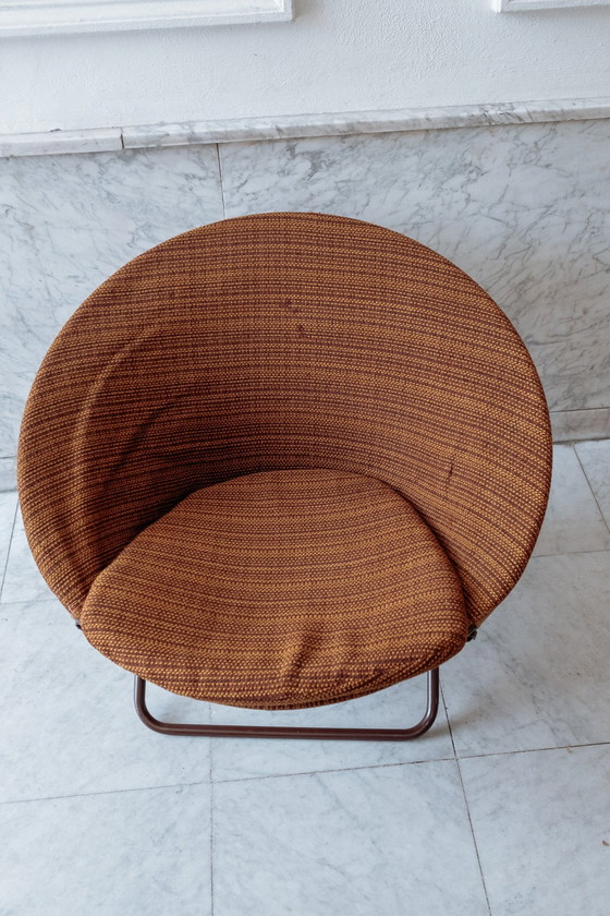 Image 1 of Vintage Inklapbare Ronde Fauteuil Jaren 70