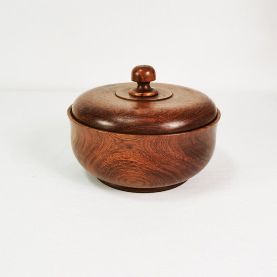 Image 1 of Vintage teakhouten kom en lepels, Denemarken 1960