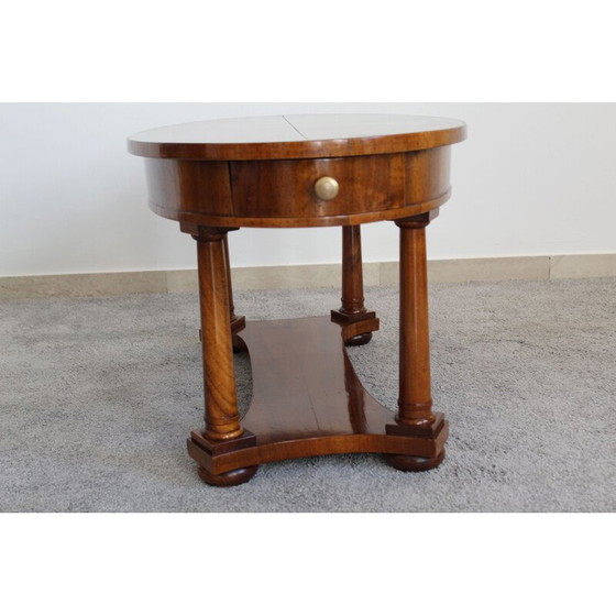 Image 1 of Vintage salontafel met 2 zijladen in walnoothout, Italië 1940