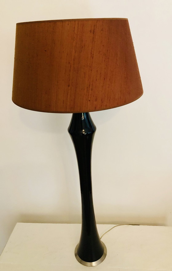 Image 1 of Zwarte Opaline lamp, jaren 50/60.