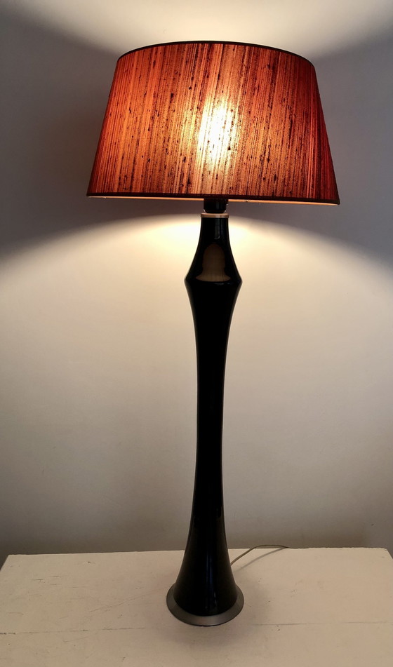 Image 1 of Zwarte Opaline lamp, jaren 50/60.