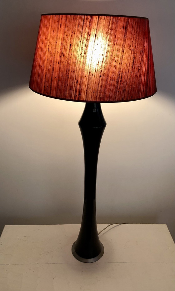 Image 1 of Zwarte Opaline lamp, jaren 50/60.