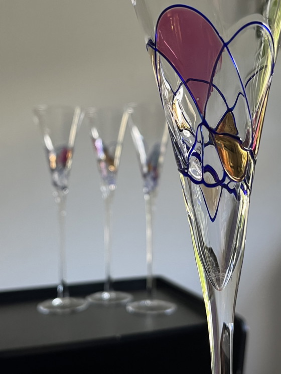 Image 1 of Set van 4 design champagne flutes