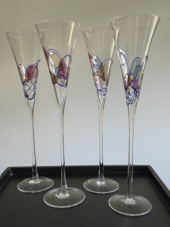 Image 1 of Set van 4 design champagne flutes