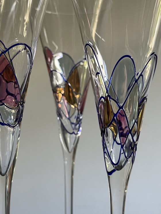 Image 1 of Set van 4 design champagne flutes