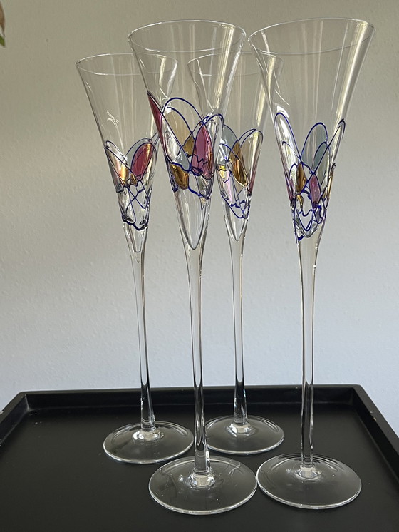 Image 1 of Set van 4 design champagne flutes