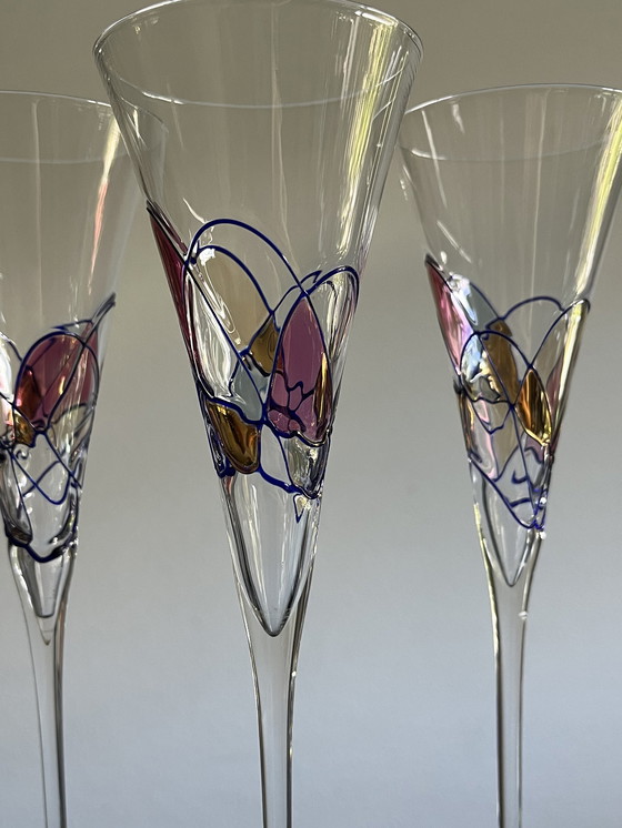 Image 1 of Set van 4 design champagne flutes