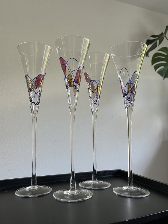 Image 1 of Set van 4 design champagne flutes