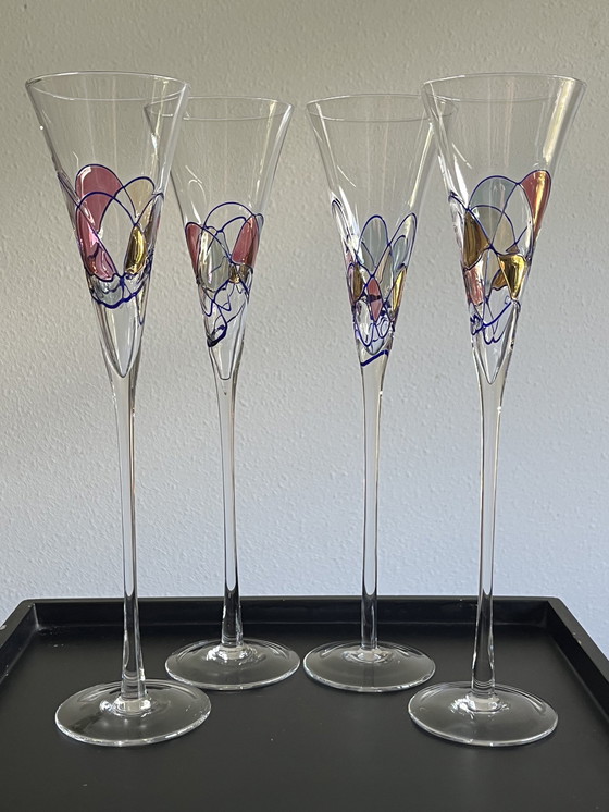 Image 1 of Set van 4 design champagne flutes