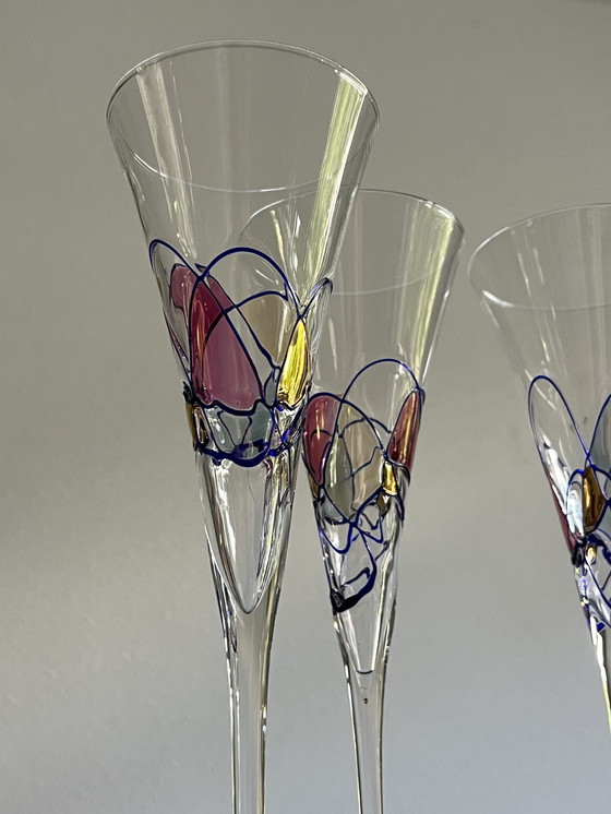 Image 1 of Set van 4 design champagne flutes