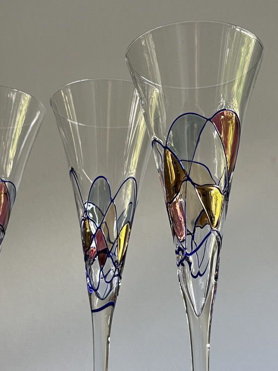 Image 1 of Set van 4 design champagne flutes