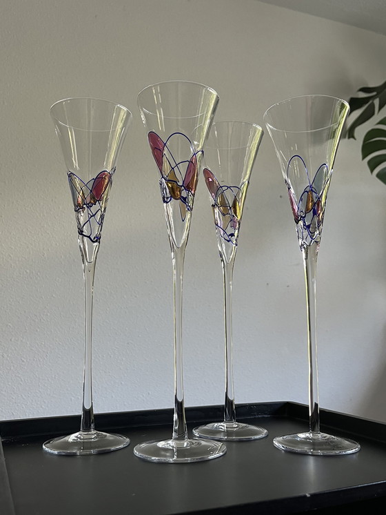 Image 1 of Set van 4 design champagne flutes