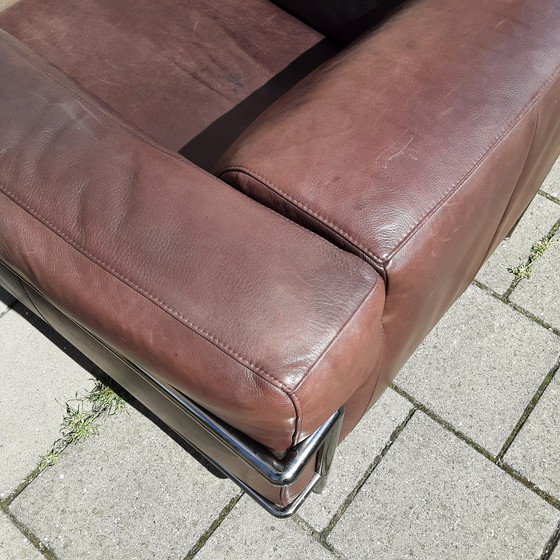 Image 1 of 2x Natuzzi Fauteuils Bruin / Rood