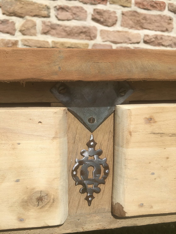 Image 1 of Vintage boerderijtafel in beuken en kersen