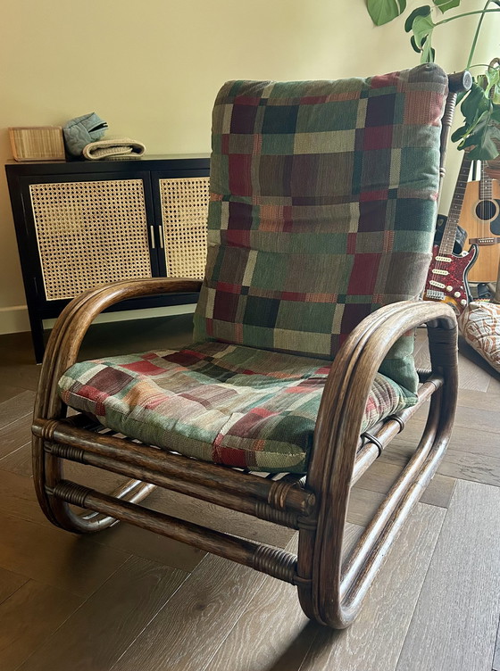 Image 1 of Vintage Bamboo Rattan Manou Lounge Armchair