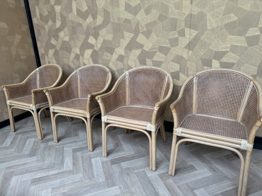 4x Rohé Rotan eetkamer stoelen