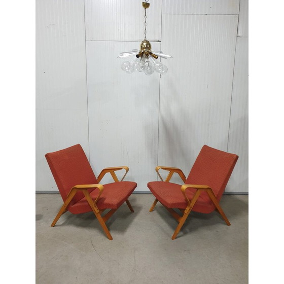 Image 1 of Paar vintage gebogen houten fauteuils van František Jirák voor Tatra Nabytok, Tsjecho-Slowakije 1970
