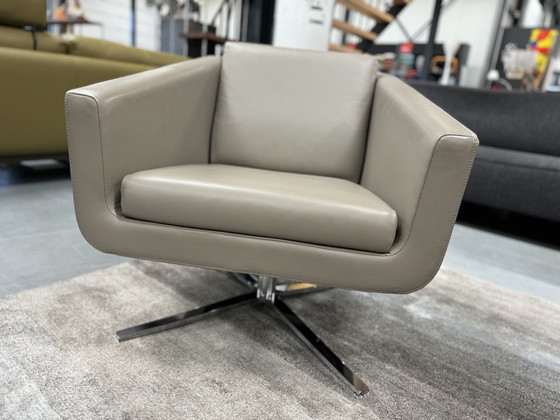 Image 1 of Als nieuw FSM Pavo Draai fauteuil taupe leer