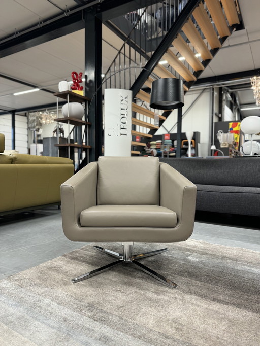 Als nieuw FSM Pavo Draai fauteuil taupe leer