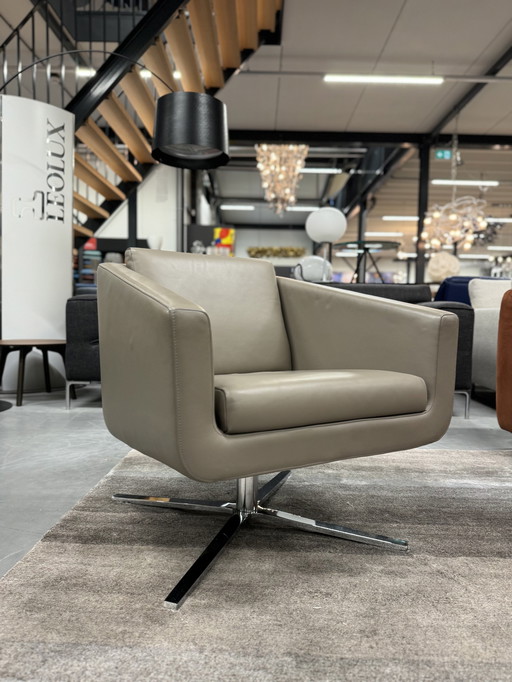 Als nieuw FSM Pavo Draai fauteuil taupe leer