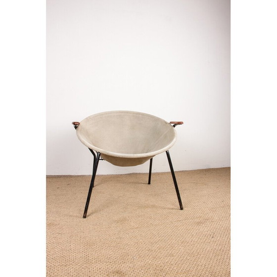 Image 1 of Vintage Deense fauteuil in leer, staal en teak model Balloon van Hans Olsen, 1960