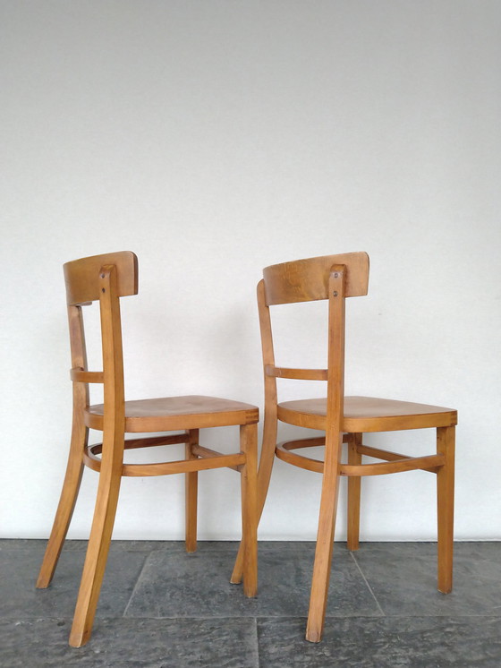 Image 1 of 2X Beukenhouten Stoelen Jaren '60