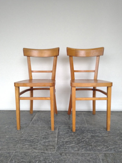 2X Beukenhouten Stoelen Jaren '60