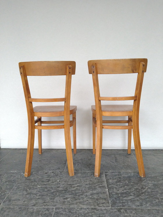 Image 1 of 2X Beukenhouten Stoelen Jaren '60