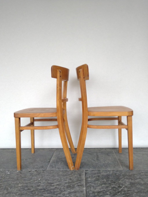 2X Beukenhouten Stoelen Jaren '60