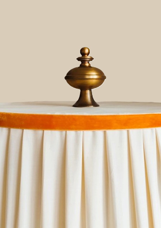 Image 1 of Antiek messing vloerlamp met geplooide kap