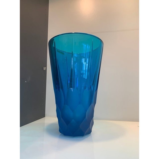 Image 1 of 2020S Italiaans Blauw Kristal Handgemaakte Geslepen Vaas