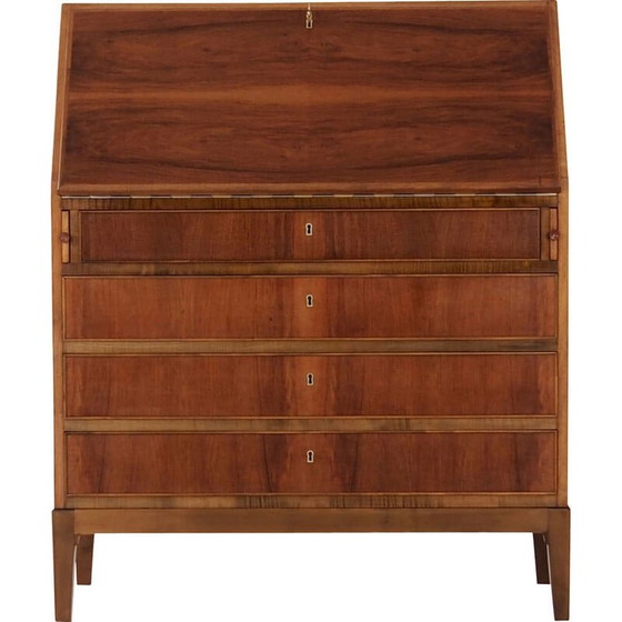 Image 1 of Vintage walnoten secretaire, jaren 1970