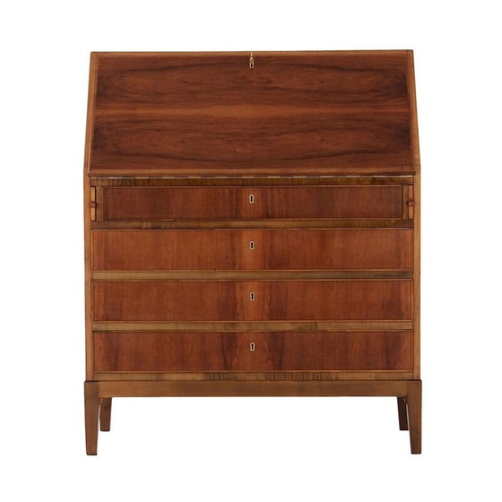 Image 1 of Vintage walnoten secretaire, jaren 1970