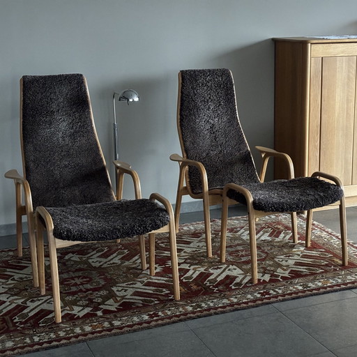 2X Lamino Easy Chair High & Stool By Yngve Ekström 