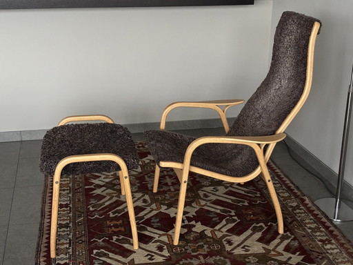2X Lamino Easy Chair High & Stool By Yngve Ekström 