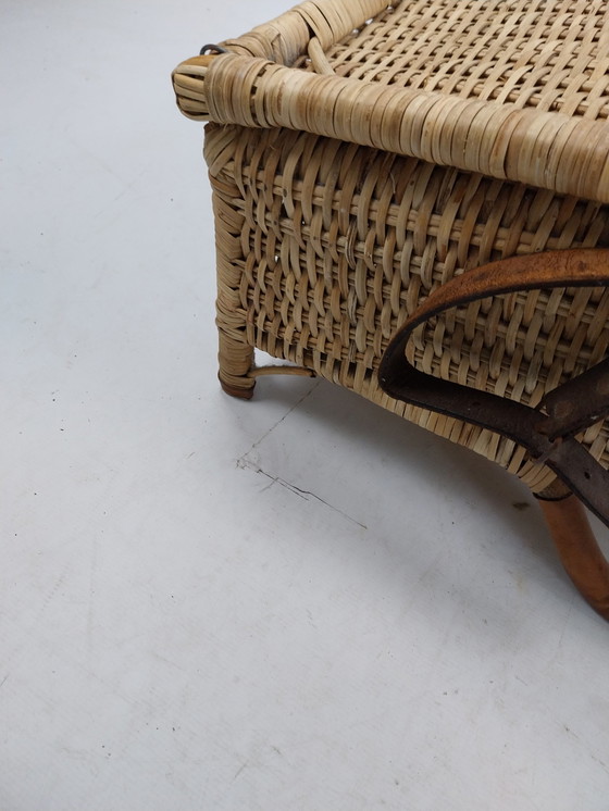 Image 1 of Set van 2 rieten vouwboot/picknickstoelen jaren 50