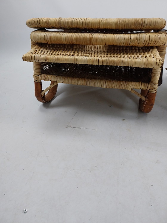 Image 1 of Set van 2 rieten vouwboot/picknickstoelen jaren 50