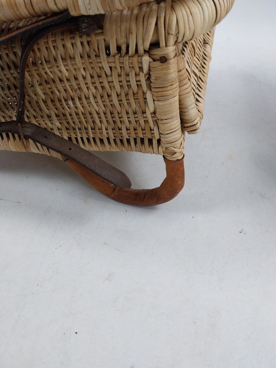 Image 1 of Set van 2 rieten vouwboot/picknickstoelen jaren 50