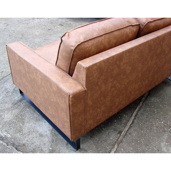 Image 1 of Modernistische vintage leren bank, jaren 1980