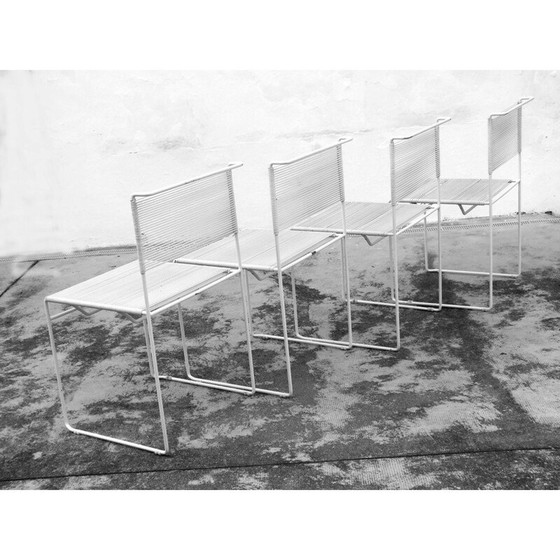 Image 1 of Set 4 vintage stalen Spaghetti stoelen van Giandomenico Belotti voor Fly Line, jaren 1970