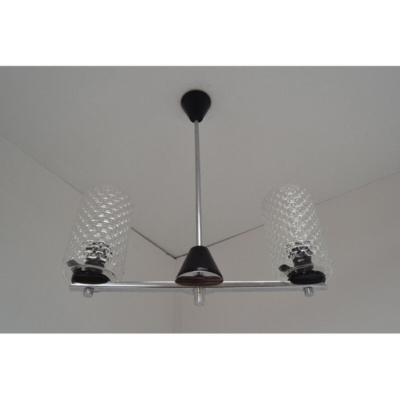 Image 1 of Vintage kroonluchter van glas en plastic door Lidokov, Tsjecho-Slowakije 1970